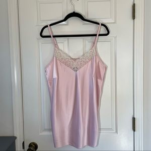 MOVING SALE - Lane Bryant Cacique Pink Satin Cream Lace Cami Top Sz 18/20